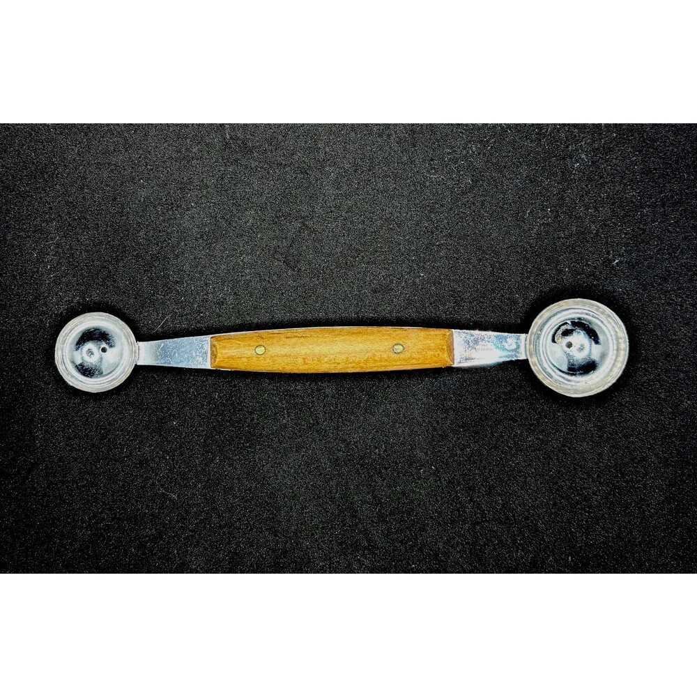 VTG Wood Handle Stainless Steel Double Head Melon Baller West Germany 6.5”